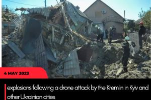 explosions following a drone attack by the Kremlin in Kyiv and other Ukrainian cities