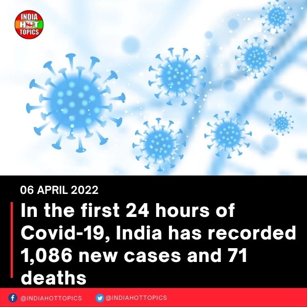 In the first 24 hours of Covid-19, India has recorded 1,086 new cases and 71 deaths