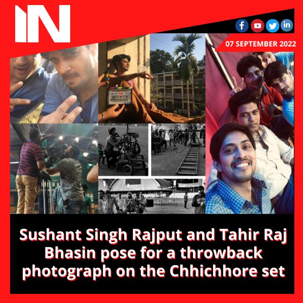 Sushant Singh Rajput and Tahir Raj Bhasin pose for a throwback photograph on the Chhichhore set