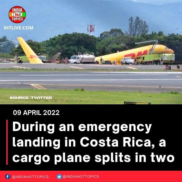 During an emergency landing in Costa Rica, a cargo plane splits in two