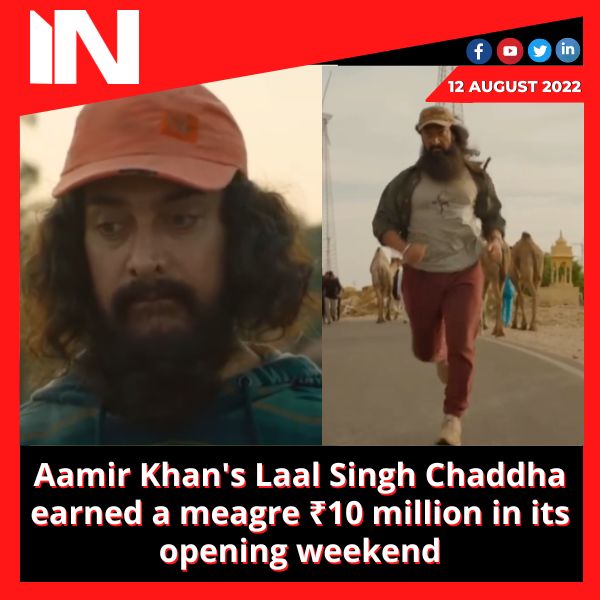Aamir Khan’s Laal Singh Chaddha earned a meagre ₹10 million in its opening weekend.