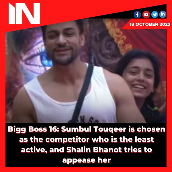 Bigg Boss 16: Sumbul Touqeer is chosen as the competitor who is the least active, and Shalin Bhanot tries to appease her