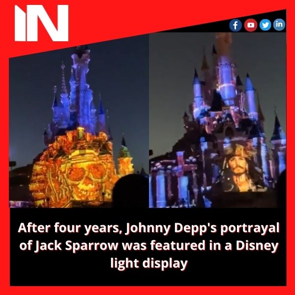 After four years, Johnny Depp’s portrayal of Jack Sparrow was featured in a Disney light display