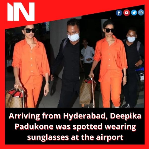 Arriving from Hyderabad, Deepika Padukone was spotted wearing sunglasses at the airport