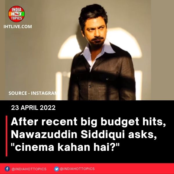 After recent big budget hits, Nawazuddin Siddiqui asks, “cinema kahan hai?”