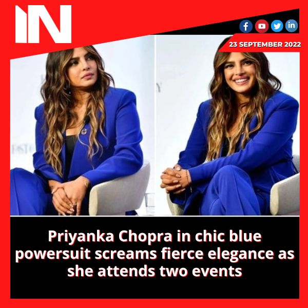 Priyanka Chopra in chic blue powersuit screams fierce elegance as she attends two events