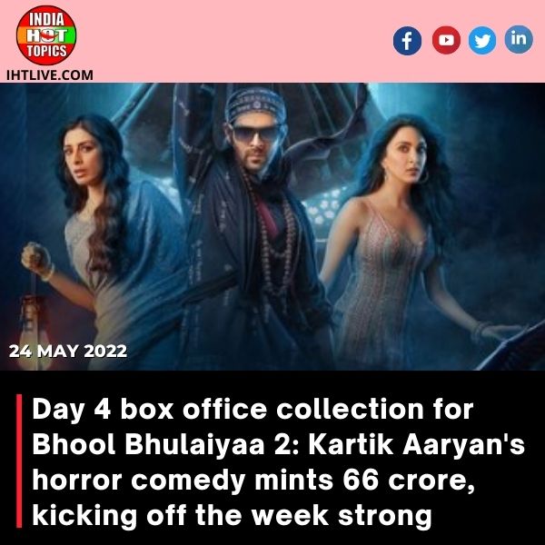 Day 4 box office collection for Bhool Bhulaiyaa 2: Kartik Aaryan’s horror comedy mints 66 crore, kicking off the week strong