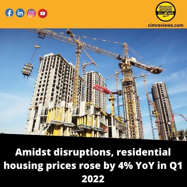 Amidst disruptions, residential housing prices rose by 4% YoY in Q1 2022