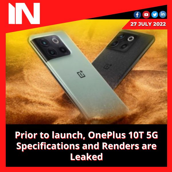 Prior to launch, OnePlus 10T 5G Specifications and Renders are Leaked