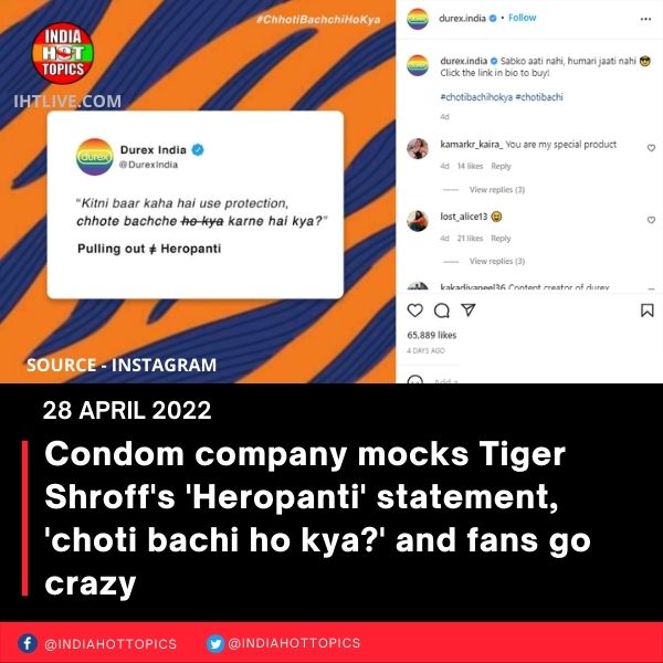 Condom company mocks Tiger Shroff’s ‘Heropanti’ statement, ‘choti bachi ho kya?’ and fans go crazy