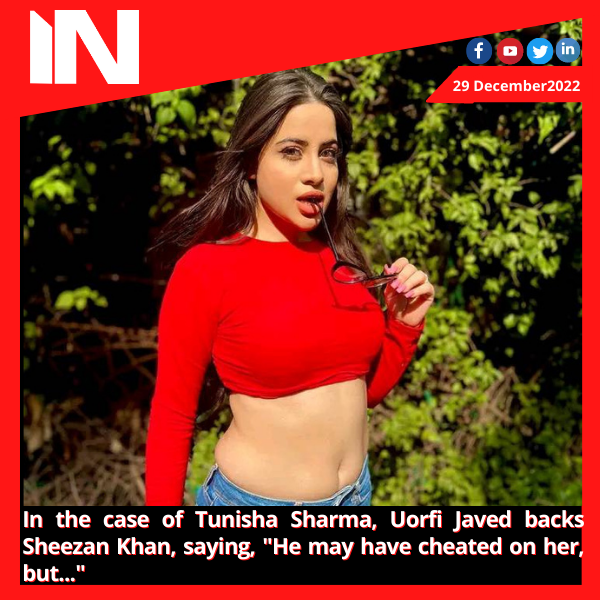 In the case of Tunisha Sharma, Uorfi Javed backs Sheezan Khan, saying, “He may have cheated on her, but…”