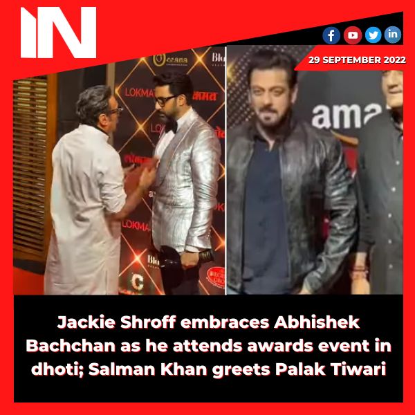 Jackie Shroff embraces Abhishek Bachchan as he attends awards event in dhoti; Salman Khan greets Palak Tiwari
