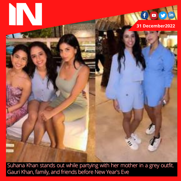 Suhana Khan stands out while partying with her mother in a grey outfit. Gauri Khan, family, and friends before New Year’s Eve