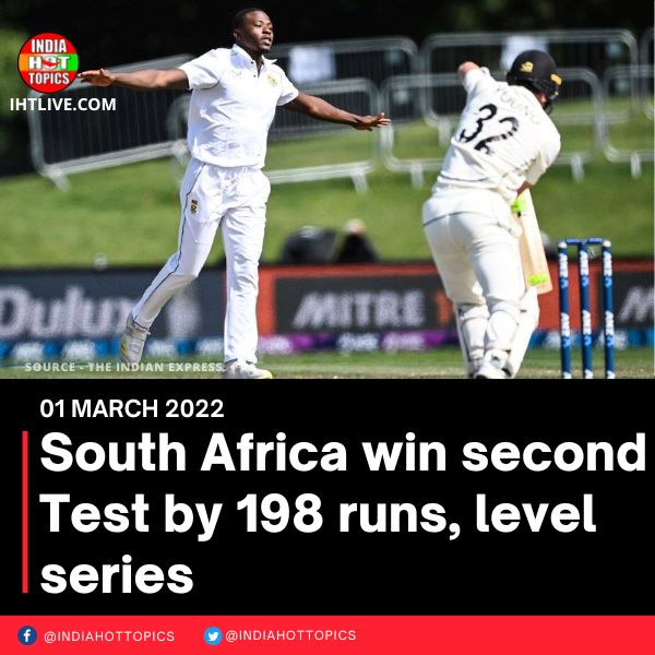 South Africa win second Test by 198 runs, level series