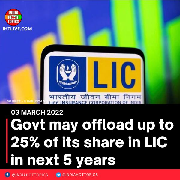 Govt may offload up to 25% of its share in LIC in next 5 years
