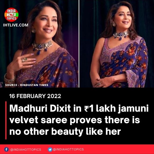 Madhuri Dixit in ₹1 lakh jamuni velvet saree proves there is no other beauty like her