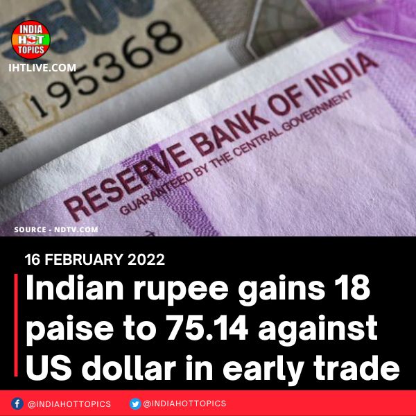 Indian rupee gains 18 paise to 75.14 against US dollar in early trade